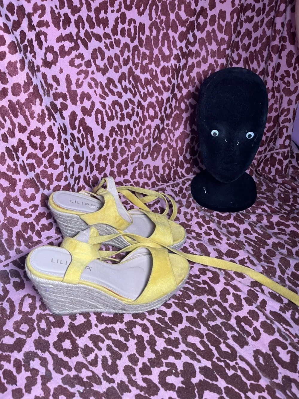 Strappy yellow wedge sandals